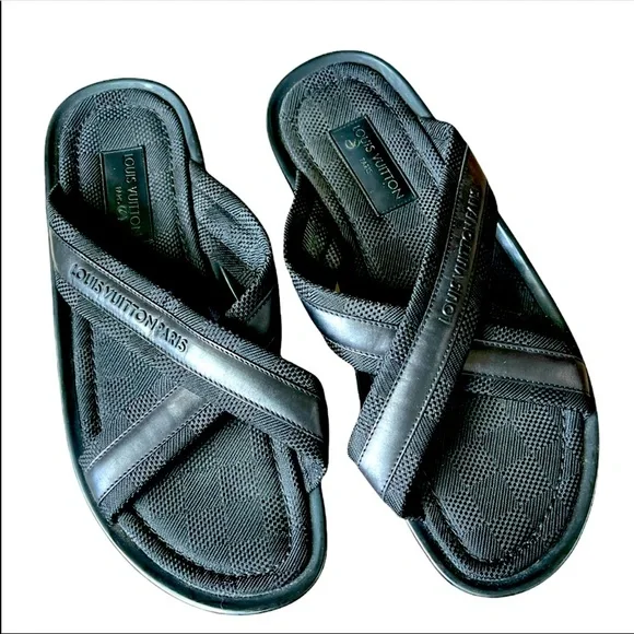 Louis Vuitton | Shoes | Louis Vuitton Black Damier Thong  display picture 2